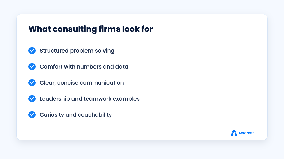 Skills consulting firms look for in candidates
